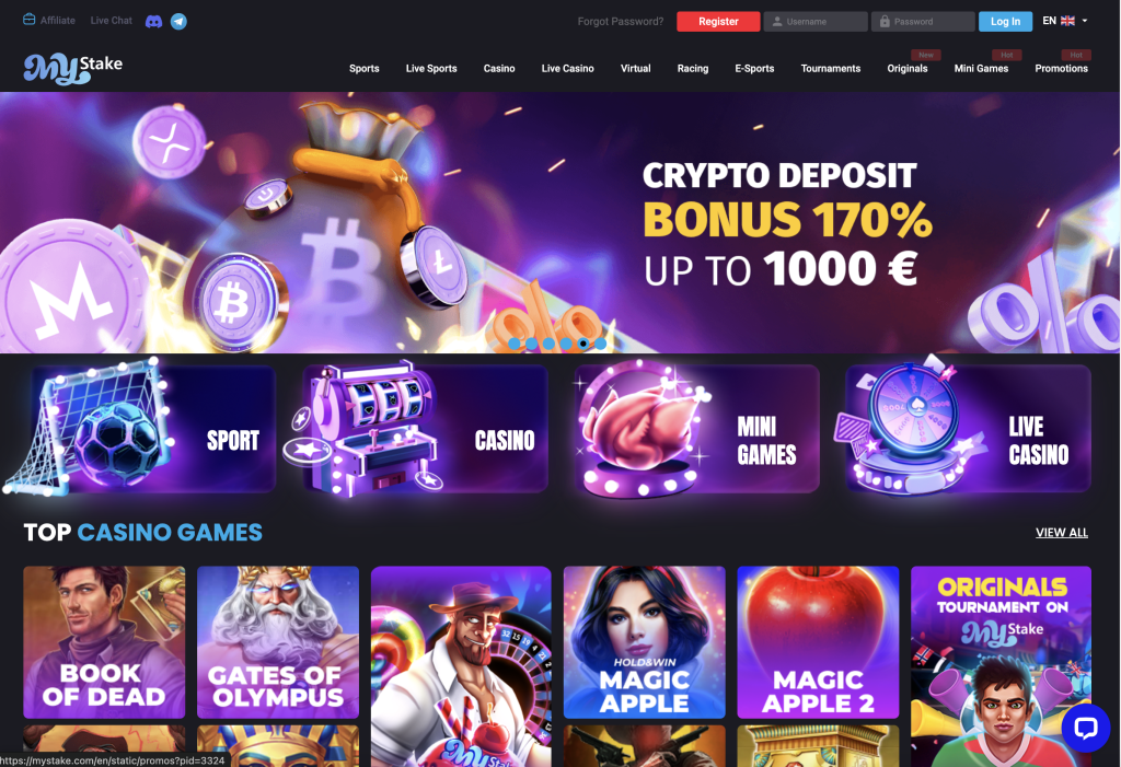 Image of Mystake Casino Website