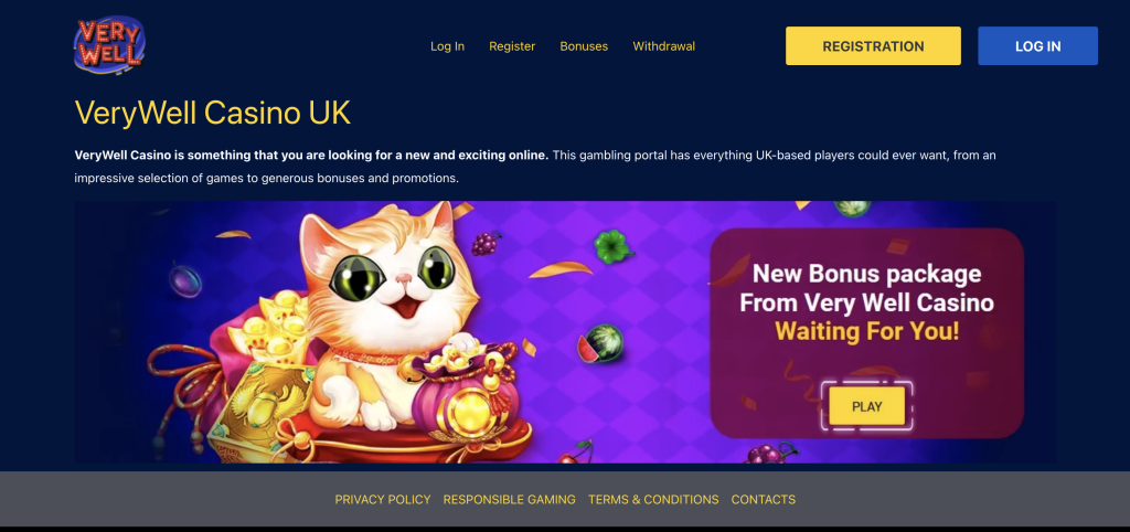 Image of Very Well Casino website