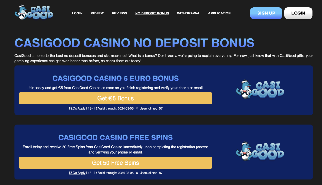 CasiGood Casino Not On Gamstop Review